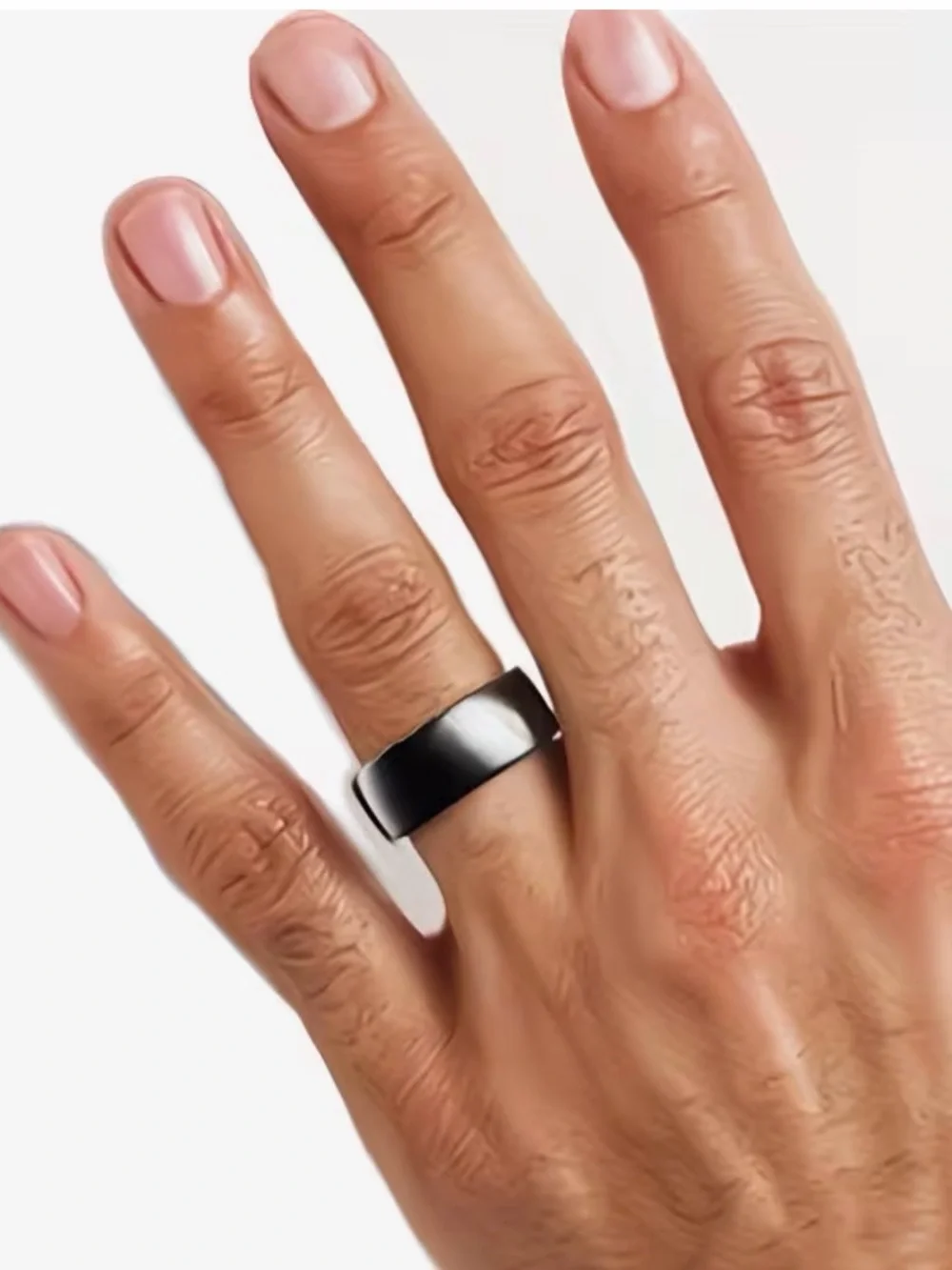 Polished Black Titanium Wedding Band Ring - Bold High Shine Unisex 6mm